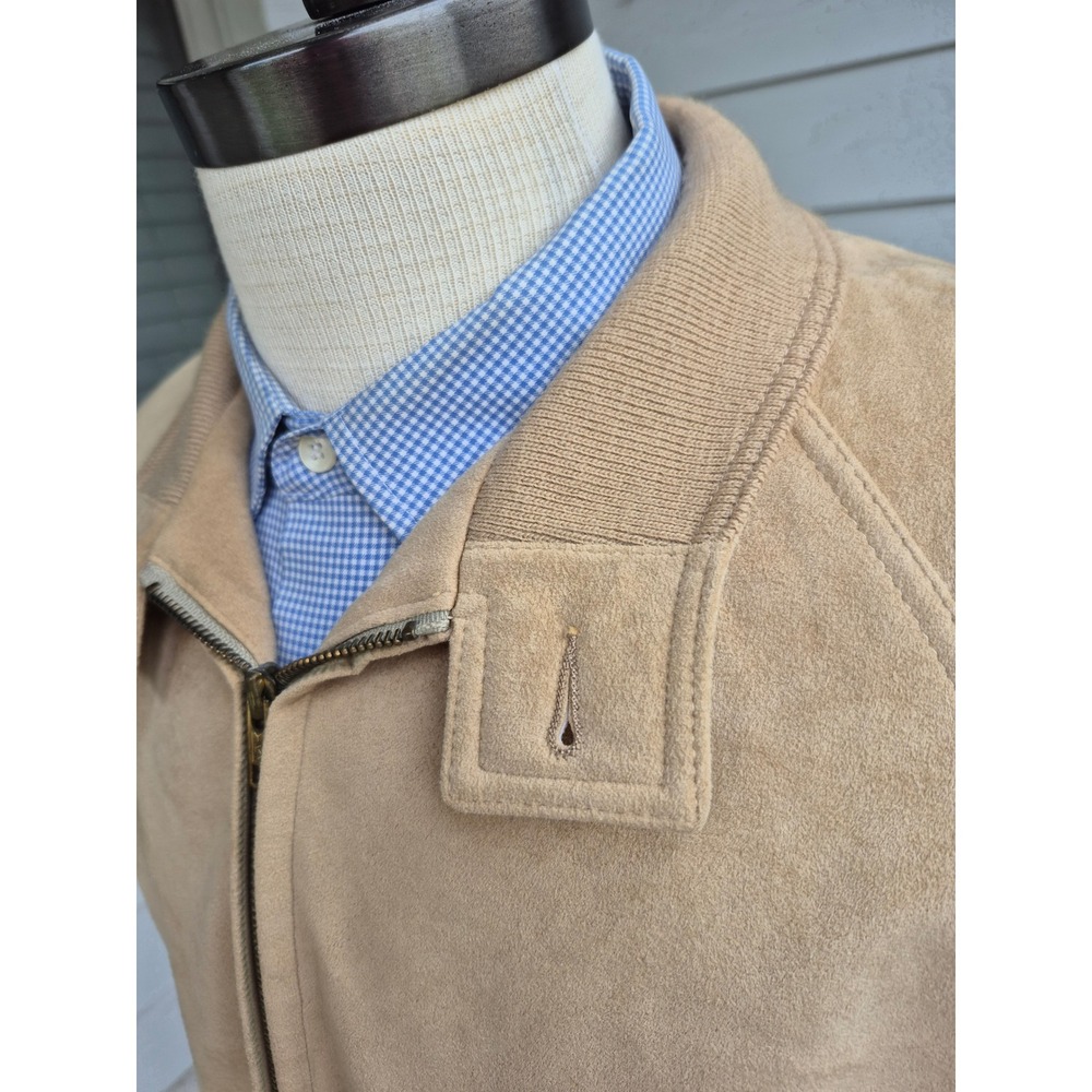 Vintage Lakeland Tan Suede Bomber Jacket Mens XL Full Zip Harrington Coat - Picture 4 of 16